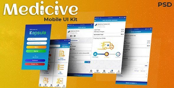 Medicive Mobile UI Kit with XD files  Sport &amp; Fitness Design 