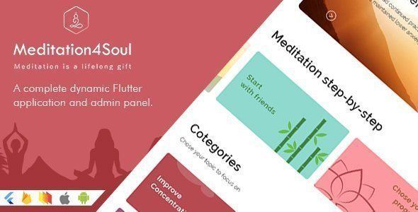 Meditation4Soul - A complete dynamic Flutter application for iOS & Android and admin panel Flutter Developer Tools Mobile App template