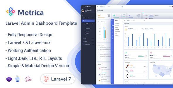 Metrica - Laravel Admin & Dashboard Template   Design Dashboard