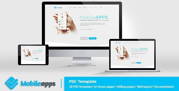 MobileApps - Landing Page - PSD Template  Ecommerce Design App template