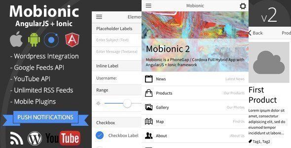 Mobionic - PhoneGap / Cordova Full Hybrid App Ionic  Mobile App template