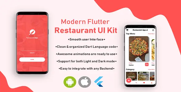 Modern Flutter Restaurant UI Kit Flutter Food &amp; Goods Delivery Mobile App template