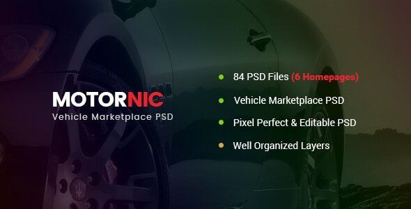 MotorNic - Vehicle Marketplace PSD Template  Travel Booking &amp; Rent Design 