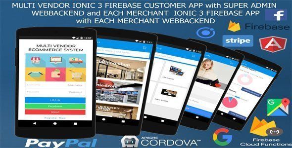 MultiVendor ECommerce IONIC 3 FIREBASE /Customer and Manager app,SuperAdmin and Manager webbackend/ Ionic Ecommerce Mobile App template