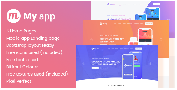 Myapp - App Promotional Landing Page Template   Design App template
