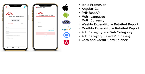 NaNi Home Digital Wallet Ionic Finance &amp; Banking Mobile App template