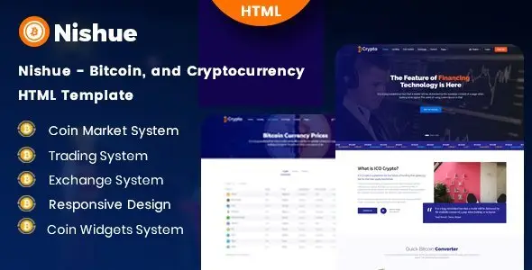 Nishue - Bitcoin and Cryptocurrency HTML Template  Crypto &amp; Blockchain Design 