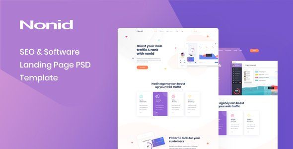 Nonid - SEO & Software Landing Page PSD Template   Design App template
