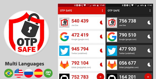 OTP Safe - 2FA Authenticator (Android and iOS) Ionic  Mobile App template
