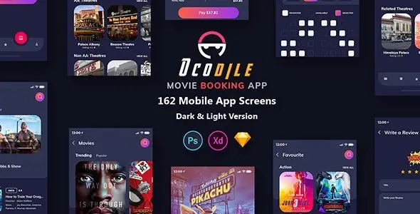 Ocodile - Movie Booking Mobile App UI  Travel Booking &amp; Rent Design Ukit