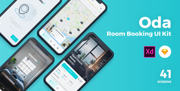 Oda - Room Booking Sketch UI Kit  Travel Booking &amp; Rent Design Uikit