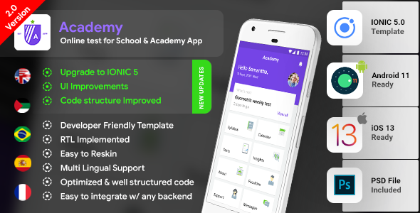 Online Class App| Online School App| Online Exam App| Online Coaching App| IONIC 5| Android + iOS Ionic Books, Courses &amp; Learning Mobile App template