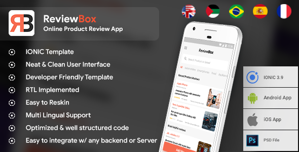 Online Review Android App + Online Review iOS App Template| IONIC 3|ReviewBox Ionic  Mobile App template
