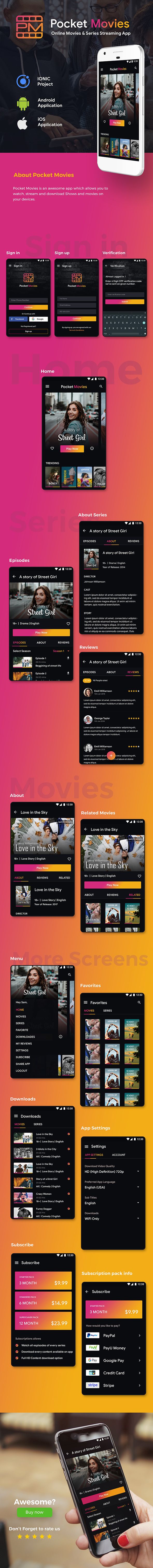 Online Video Streaming and Movies Android App + Movies iOS App Template | HTML + CSS IONIC 5 - 2