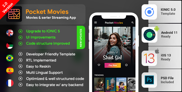 Online Video Streaming and Movies Android App + Movies iOS App Template| Video streaming App|IONIC 5 Ionic Music &amp; Video streaming Mobile App template
