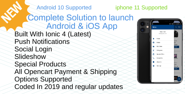 Opencart mobile Android & iOS Apple app builder Ionic 4 Ionic Ecommerce Mobile App template