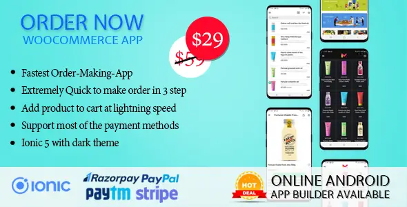 Order Now Mobile app for WooCommerce ionic 5 Ionic Ecommerce Mobile App template