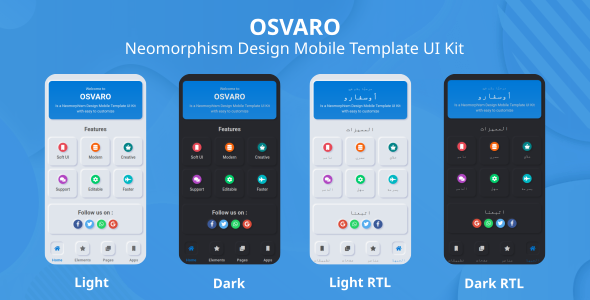 Osvaro - Neomorphism Design Mobile Template UI Kit  News &amp; Blogging Design Uikit