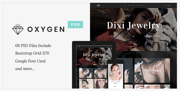 Oxygen Jewelry Ecommerce - PSD Template   Design 