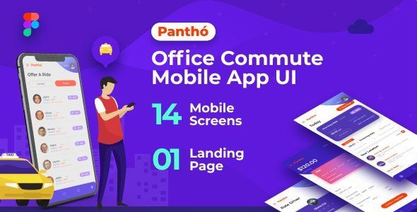 Panthó | A Office Commute Mobile App UI & Landing Page Figma Template   Design 