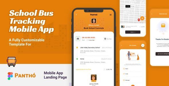 Panthó | School Bus Tracking Figma Template  Books, Courses &amp; Learning Design Uikit