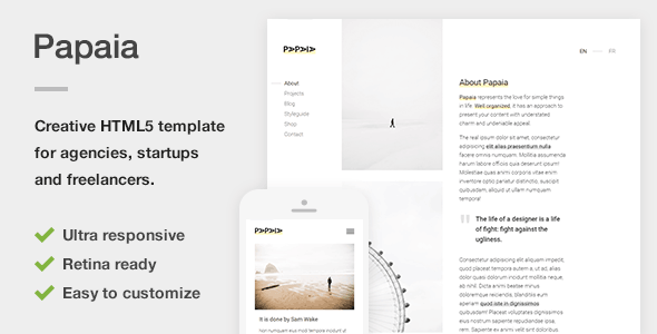 Papaia - Creative HTML5 Site Template for Agencies, Startups & Freelancers  Multipurpose Design Uikit