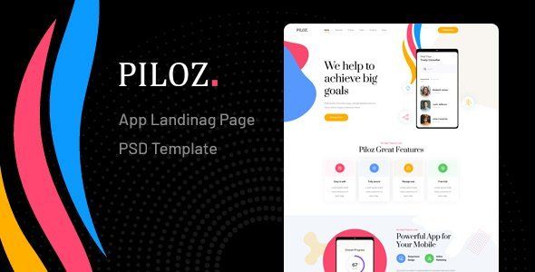Piloz - App Landing Page PSD Template   Design 