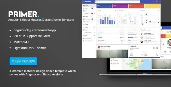Primer - Angular & React Material Design Admin Template   Design Dashboard