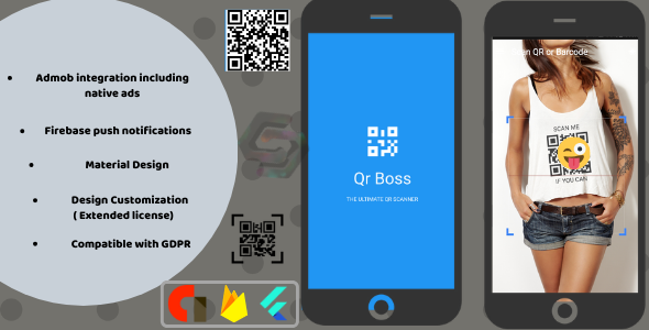 Qr code and barcode scanner generator android + ios Flutter  Mobile App template
