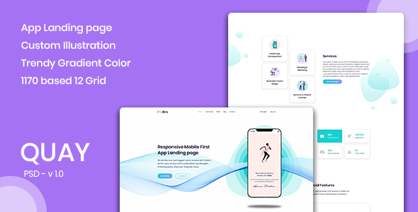 Quay - Landing Page for App & Saas Products  Ecommerce Design App template