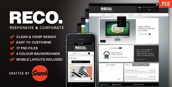RECO - Corporate PSD Template  News &amp; Blogging Design 