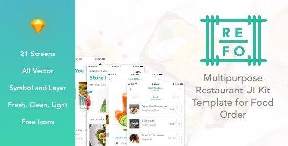 REFO - Multipurpose Restaurant UI Kit Template for Food Order  Food &amp; Goods Delivery Design Uikit