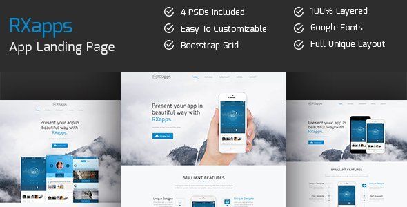 RXapps - App Landing PSD Template   Design App template