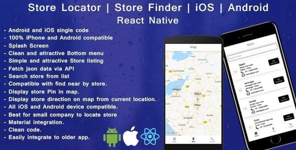 React native Store finder - Locator for iOS and android React native Ecommerce Mobile App template