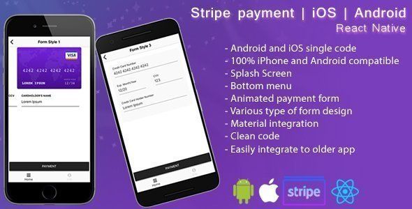 React native Stripe payment React native  Mobile App template