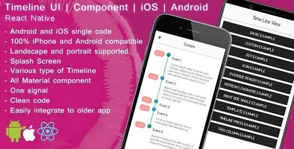React native Timeline UI | Component React native News &amp; Blogging Mobile App template