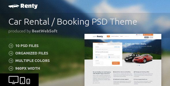 Renty - Car Rental & Booking PSD Template  Travel Booking &amp; Rent Design Uikit