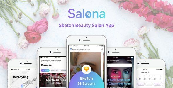 Salona - Sketch Beauty Salon App   Design Uikit