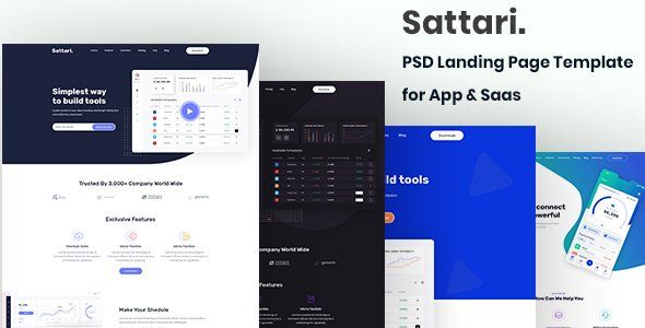 Sattari.-PSD Landing Page Template for App & Saas  Ecommerce Design App template