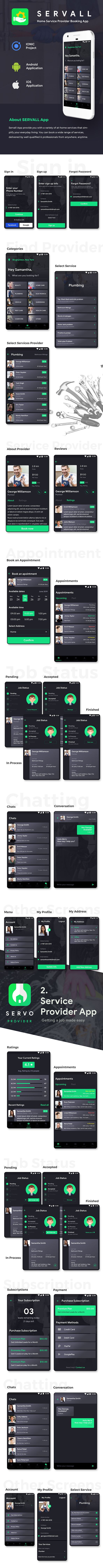 Service Booking Android App Template + iOS App Template (HTML + CSS) IONIC 3) SERVALL - 2