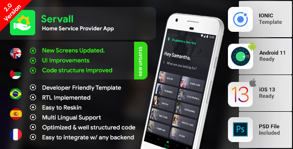 Service Booking Android App Template + iOS App Template (HTML + CSS) IONIC 3) SERVALL Ionic Travel Booking &amp; Rent Mobile App template