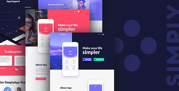 Simply – Onepage App Template  Ecommerce Design App template