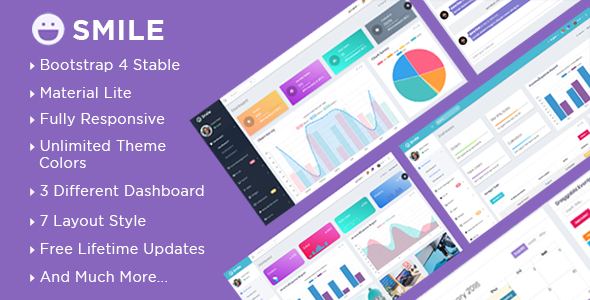 Smile - Bootstrap 4 Admin Dashboard Template + UI Kit   Design Uikit