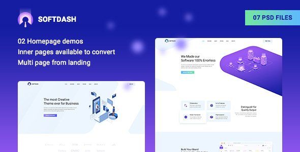 Softdash - Creative SaaS and Software PSD Template  Ecommerce Design Dashboard