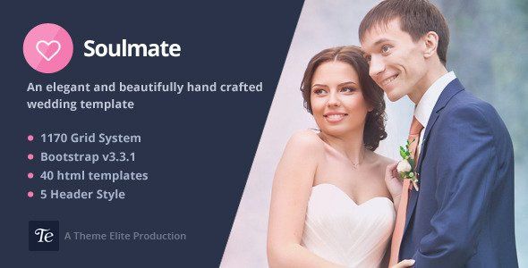 Soulmate - Responsive Bootstrap 3 Wedding Template  Events &amp; Charity Design 