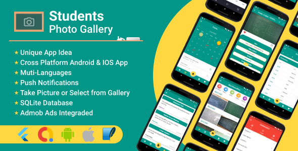 Student's Photo Gallery Flutter Books, Courses &amp; Learning Mobile App template