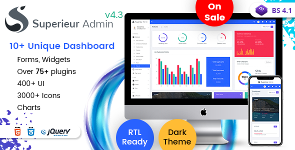 Superieur - Responsive Bootstrap 4 Admin Template Dashboard Web App   Design Dashboard