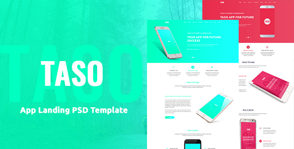 Taso - App Landing PSD Template   Design App template