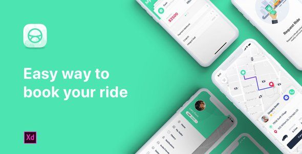 Taxi Booking App UI Kit for Adobe XD  Taxi Design Uikit