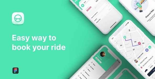 Taxi Booking App UI Kit for Figma  Taxi Design Uikit